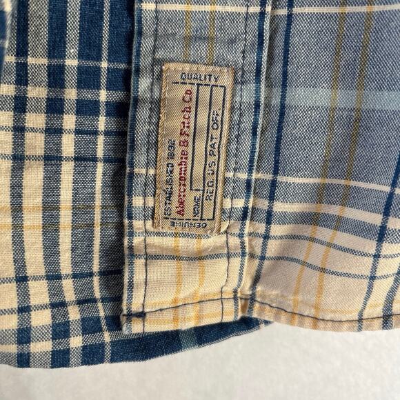 Abercrombie & Fitch THE BIG SHIRT Plaid Blue Button Down Long Sleeve Shirt Sz LG - Picture 3 of 12
